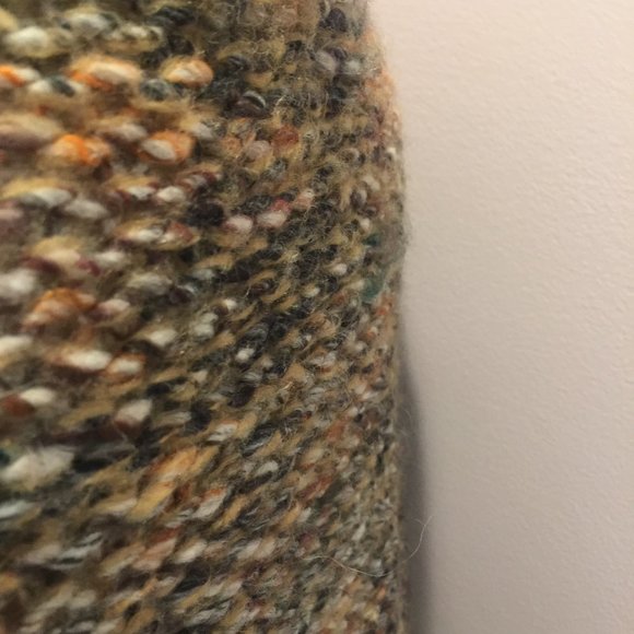 Size M Zara Knit Italian Yarn Beige Brown Mixed Color Cocoon Poncho Sweater - Picture 9 of 10